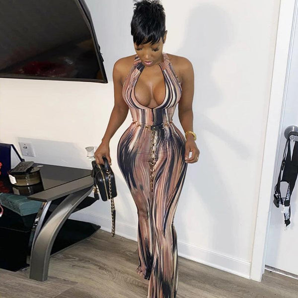 Halter printed jumpsuit - Amazitshop