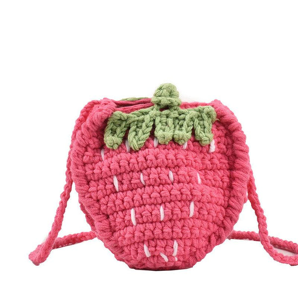 Handmade Knitted Children's Wool Cute Strawberry Crossbody Bag - Amazitshop