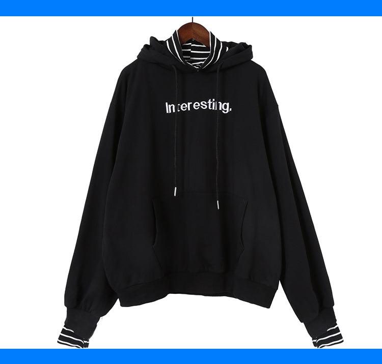 Harajuku striped turtleneck hoodies women kpop autumn long sleeve pullover female students oversize plus size tops sweatshirts - Amazitshop