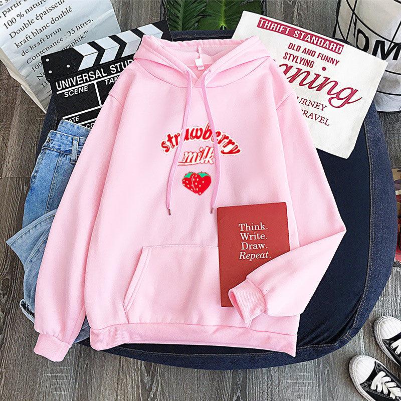 HarajukuStrawberry Milk Graphic Sweatshirt - Amazitshop