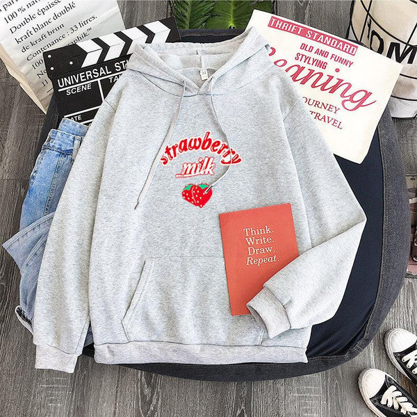HarajukuStrawberry Milk Graphic Sweatshirt - Amazitshop