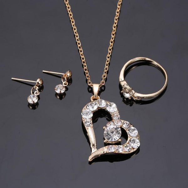 Heart Pendant Jewelry Set Rhinestone Jewellery - Amazitshop