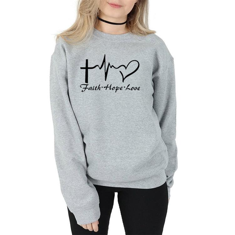 Heart Print Sweatshirt - Amazitshop