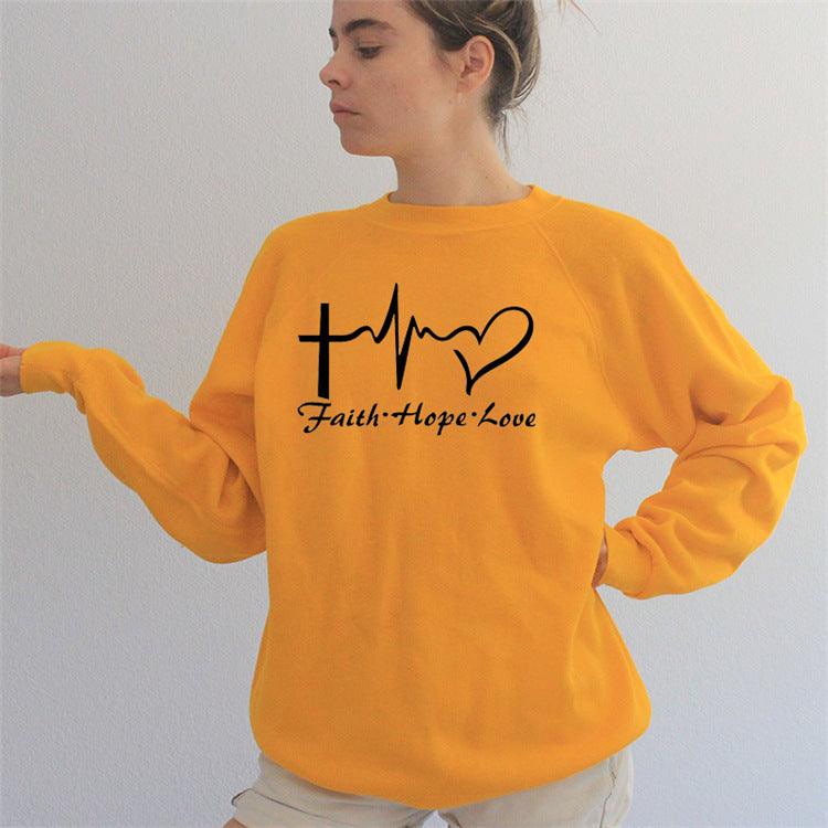 Heart Print Sweatshirt - Amazitshop
