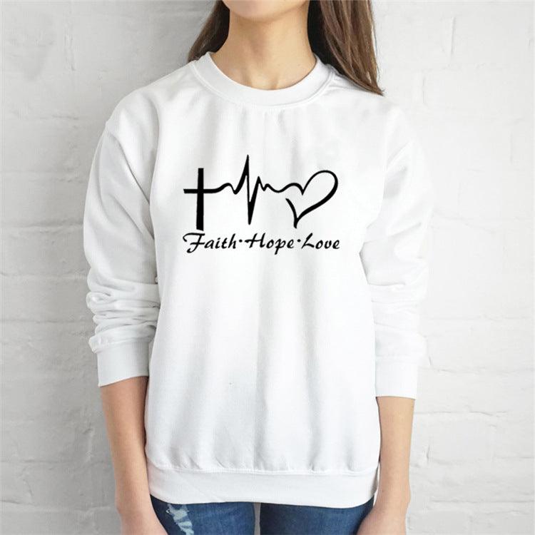 Heart Print Sweatshirt - Amazitshop