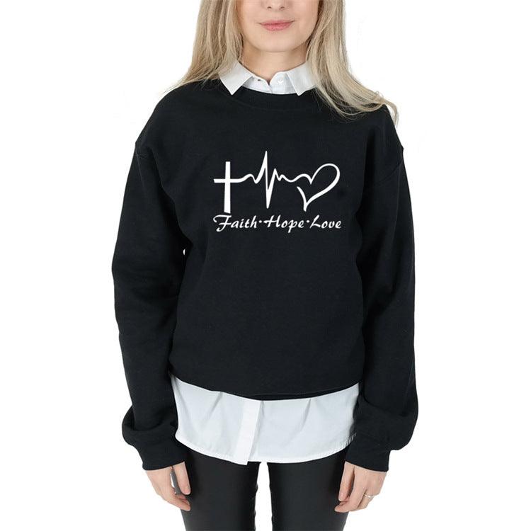 Heart Print Sweatshirt - Amazitshop
