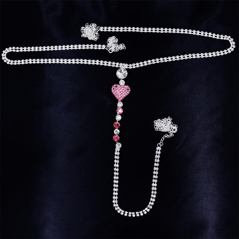Heart Rhinestone Panty Body Jewelry Female - Amazitshop