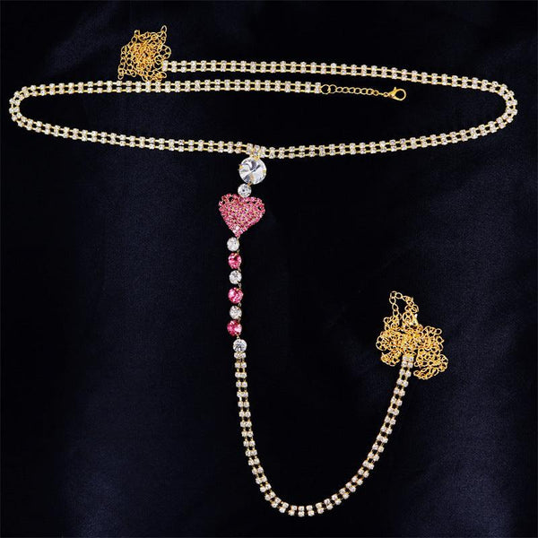 Heart Rhinestone Panty Body Jewelry Female - Amazitshop