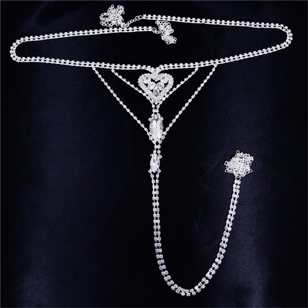 Heart Rhinestone Panty Body Jewelry Female - Amazitshop