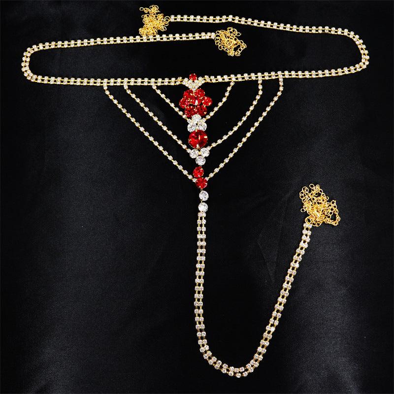 Heart Rhinestone Panty Body Jewelry Female - Amazitshop