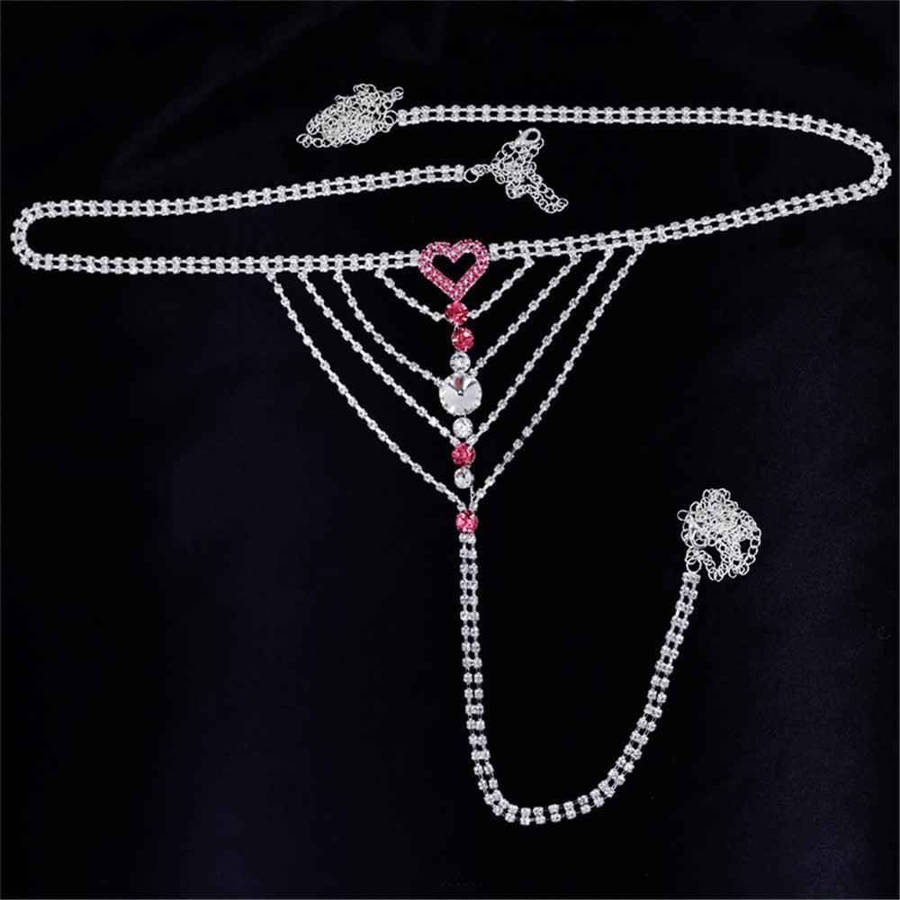 Heart Rhinestone Panty Body Jewelry Female - Amazitshop