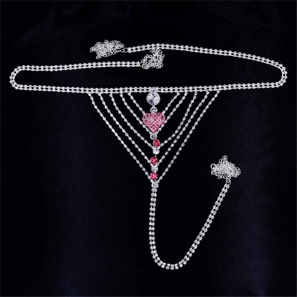 Heart Rhinestone Panty Body Jewelry Female - Amazitshop