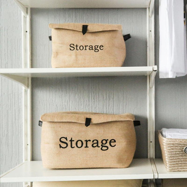 Hemp Square Clothing Storage Box Cotton And Linen Retro Folding Green Leather Buckle Covered Storage Box - Amazitshop