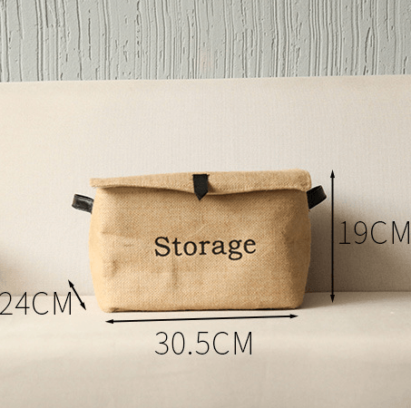 Hemp Square Clothing Storage Box Cotton And Linen Retro Folding Green Leather Buckle Covered Storage Box - Amazitshop