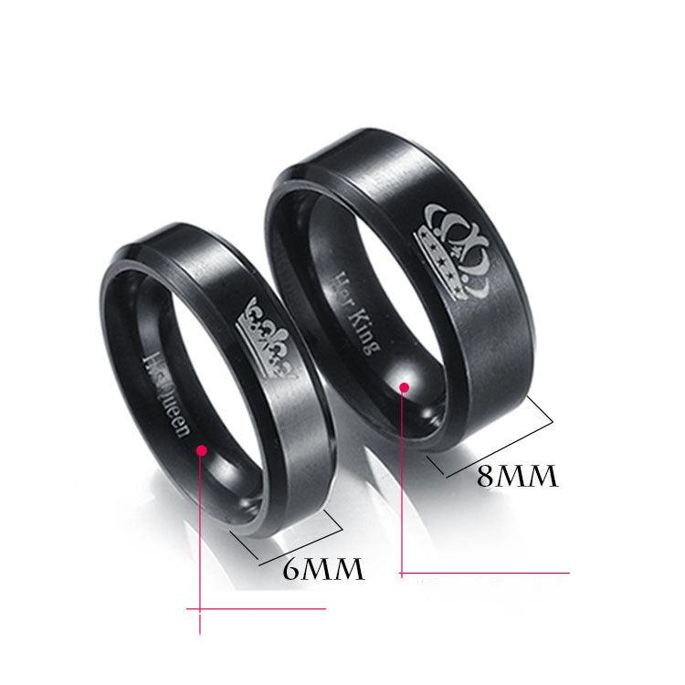 Her King His Queen Crown Stainless Steel Couple Ring - Amazitshop