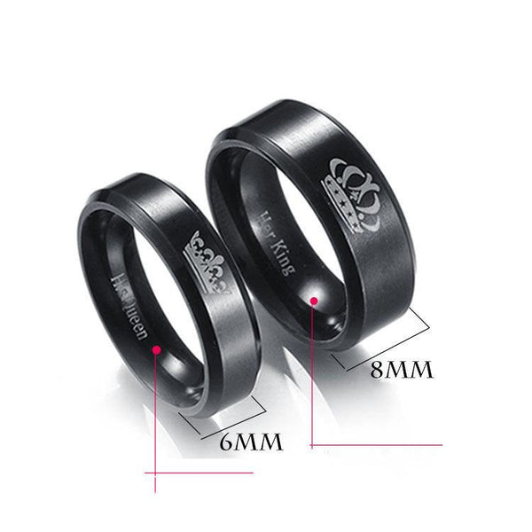 Her King His Queen Crown Stainless Steel Couple Ring - Amazitshop