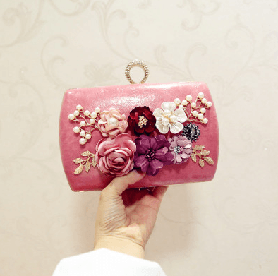 High quality luxury handmade flowers evening bags brand dinner clutch purse with chain flower banquet bags - Amazitshop