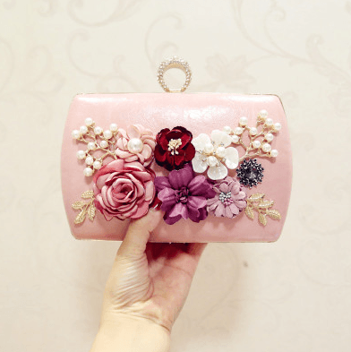 High quality luxury handmade flowers evening bags brand dinner clutch purse with chain flower banquet bags - Amazitshop