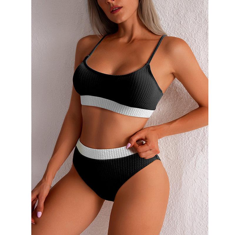 High Waist Bikini Swimwear Women Swimsuit New Push Up Biquini Ribbed Bathing Suit Women Sexy High Cut Bikinis Set - Amazitshop