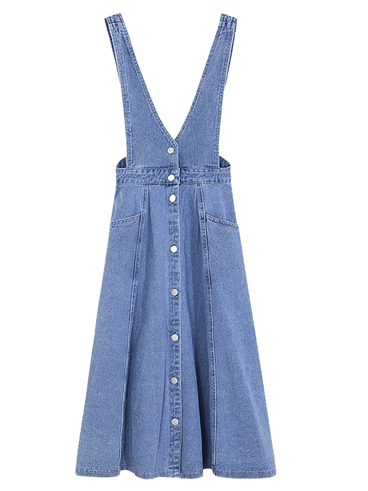 High Waist Denim Suspender Skirt Girl Small Dress - Amazitshop