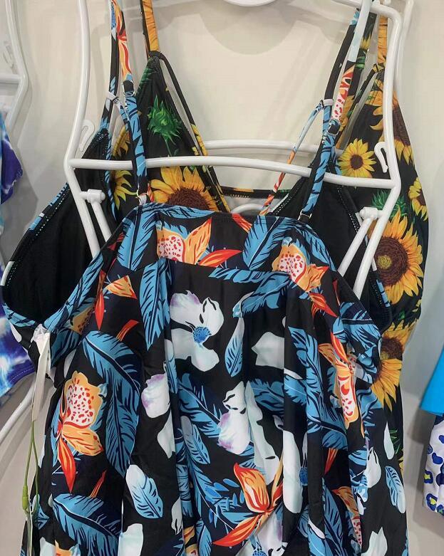 High Waist Ladies Swimsuit Lotus Leaf Plus Size Beachwear - Amazitshop