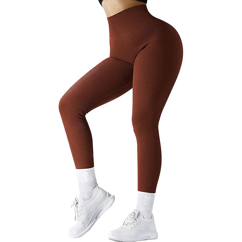 High Waist Seamless Leggings Threaded Knitted Fitness Pants Solid Women's Slimming Sports Yoga Pants Elastic Running Sport Leggings - Amazitshop