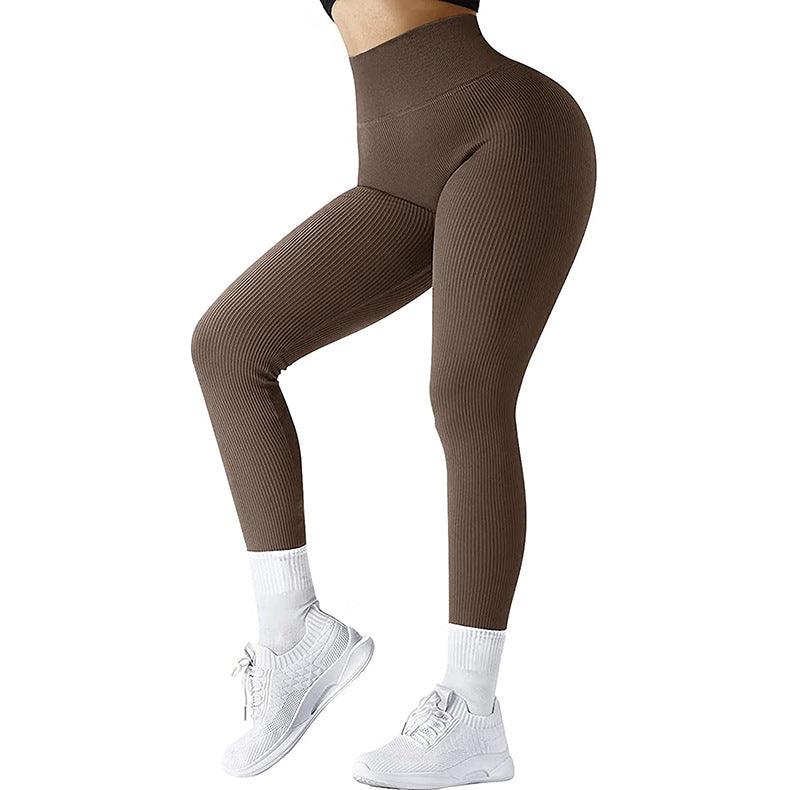 High Waist Seamless Leggings Threaded Knitted Fitness Pants Solid Women's Slimming Sports Yoga Pants Elastic Running Sport Leggings - Amazitshop