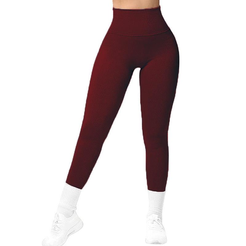 High Waist Seamless Leggings Threaded Knitted Fitness Pants Solid Women's Slimming Sports Yoga Pants Elastic Running Sport Leggings - Amazitshop
