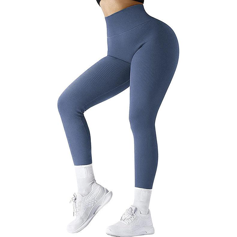 High Waist Seamless Leggings Threaded Knitted Fitness Pants Solid Women's Slimming Sports Yoga Pants Elastic Running Sport Leggings - Amazitshop