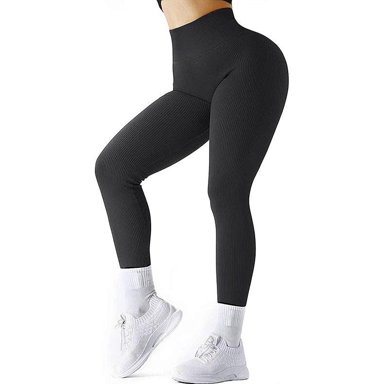 High Waist Seamless Leggings Threaded Knitted Fitness Pants Solid Women's Slimming Sports Yoga Pants Elastic Running Sport Leggings - Amazitshop