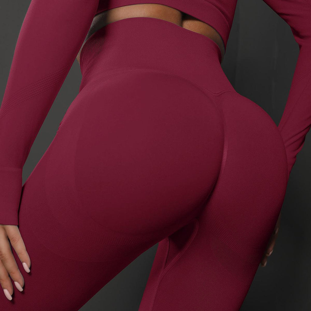 High Waist Seamless Yoga Pants Women's Solid Color Full Length Leggings Fitness Hip Up Running Sport Gym Legging Outfits - Amazitshop