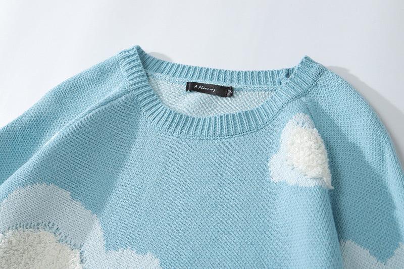 Hole Cloud Flocking Jacquard Sweater Couple Pullover - Amazitshop