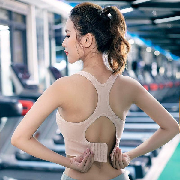 Hollow beauty back plus size thickened sports bra - Amazitshop