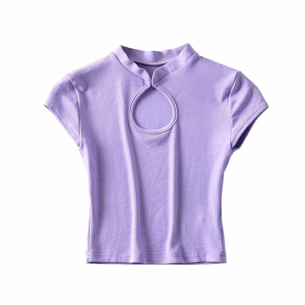 Hollow Out Collar Top - Amazitshop