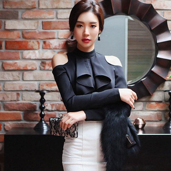 Hollowed - out shoulder top - Amazitshop