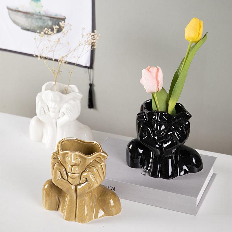 Home Decor Ceramic Vases Flower Vase Sculpture Crafts - Amazitshop