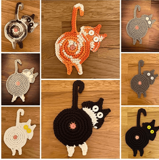 Home Dining Table Fashion Cat Knitted Coaster - Amazitshop