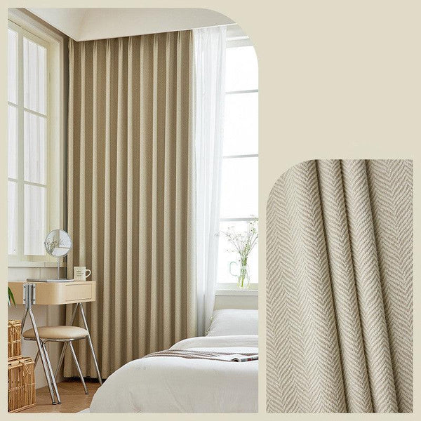Home Fashion Herringbone Pattern Chenille Blackout Curtains - Amazitshop