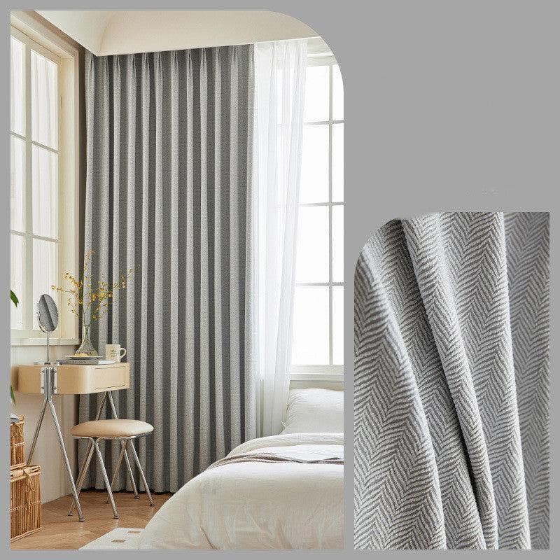 Home Fashion Herringbone Pattern Chenille Blackout Curtains - Amazitshop