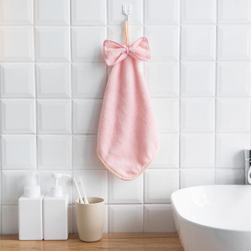Home thick coral fleece hanging face towel E462 rag dish towel kitchen absorbent towel - Amazitshop