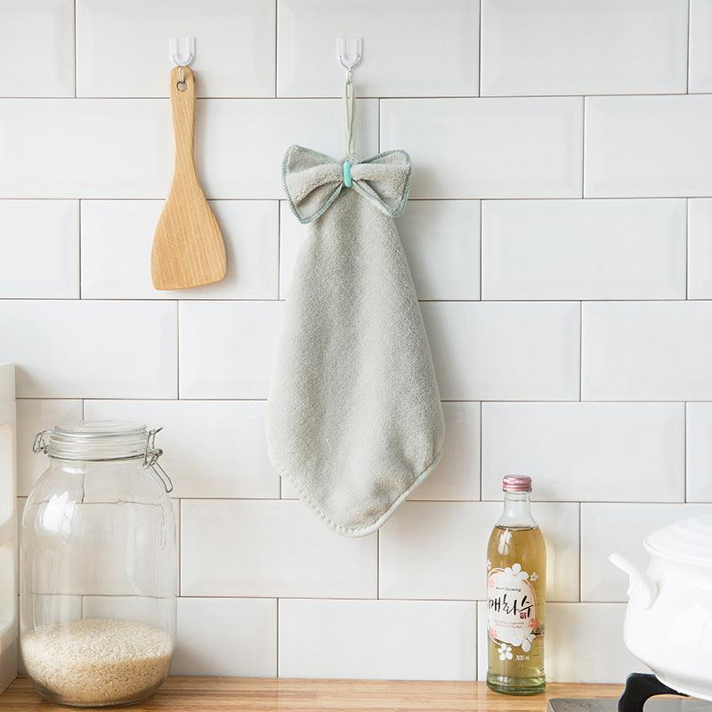 Home thick coral fleece hanging face towel E462 rag dish towel kitchen absorbent towel - Amazitshop