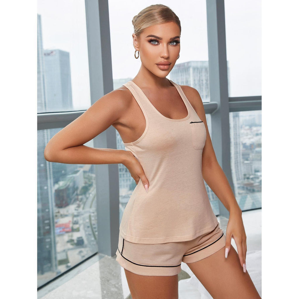 Home Wear Suit Women's Spring And Summer Strap Vest Shorts Pajamas - Amazitshop