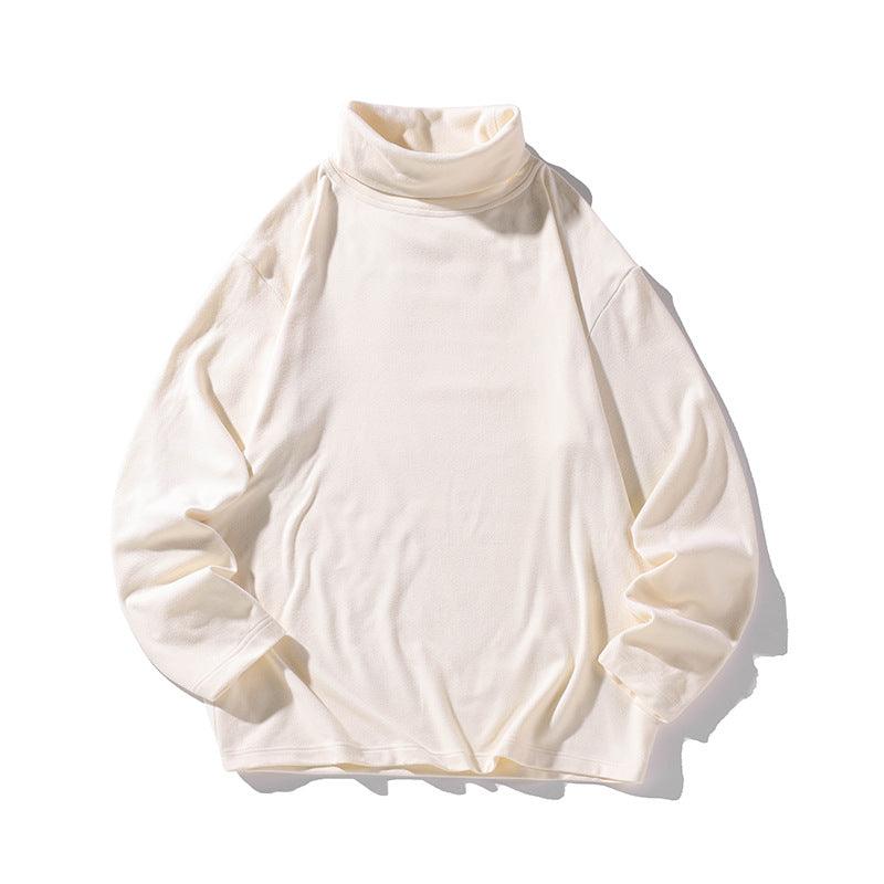 Hong Kong Style White Bottom Plus Size Dralon Turtleneck Bottoming Shirt - Amazitshop