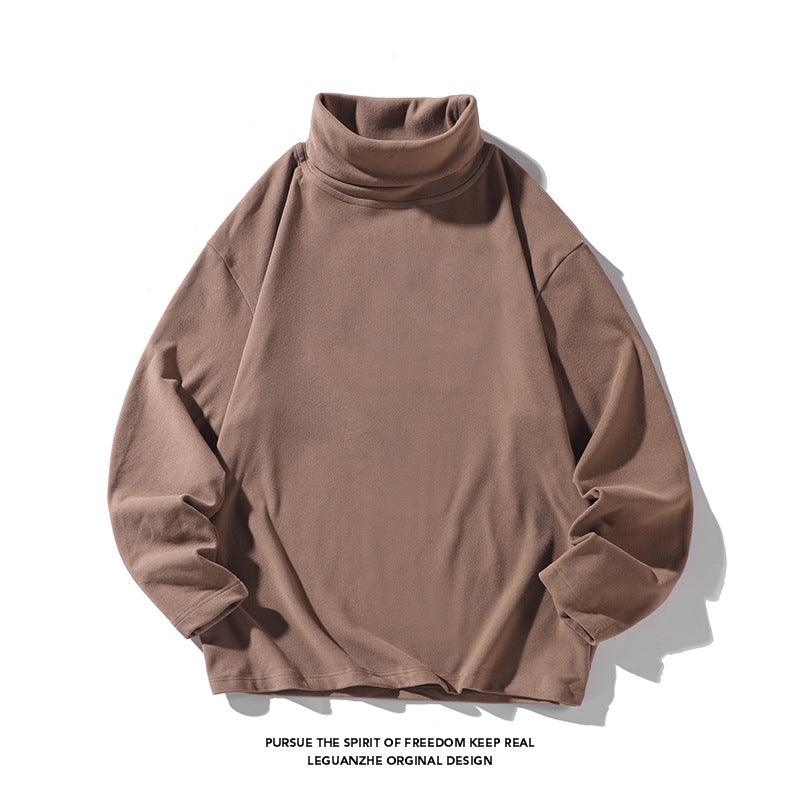 Hong Kong Style White Bottom Plus Size Dralon Turtleneck Bottoming Shirt - Amazitshop