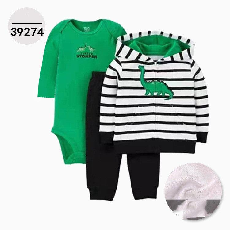 Hooded Long Sleeve Jacket Wrap Leather Jacket Three Pieces Children's Clothing - Amazitshop