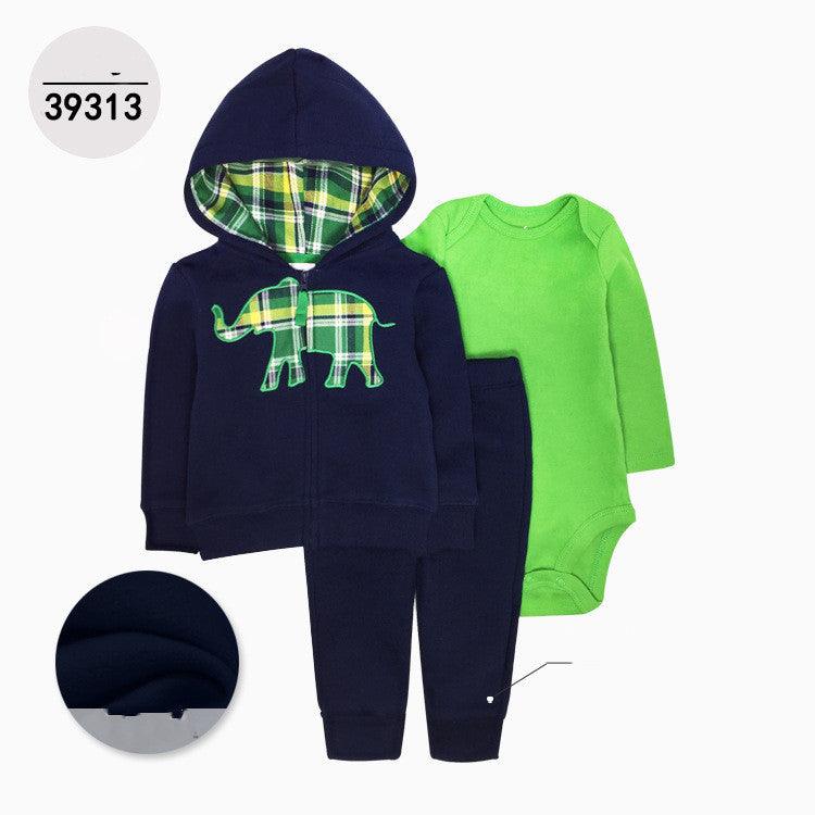 Hooded Long Sleeve Jacket Wrap Leather Jacket Three Pieces Children's Clothing - Amazitshop