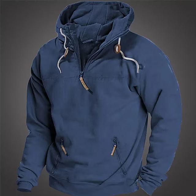 Hooded Solid Color Men's Casual Sweatshirt Thickened Coat - Amazitshop