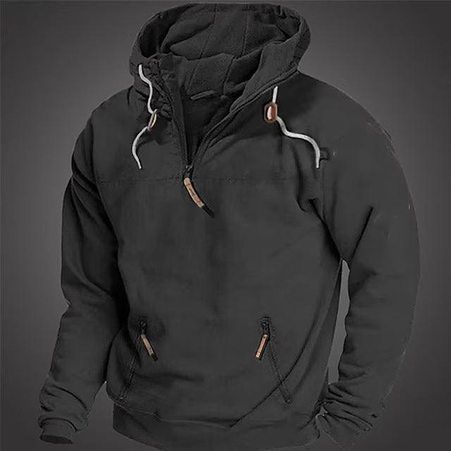 Hooded Solid Color Men's Casual Sweatshirt Thickened Coat - Amazitshop