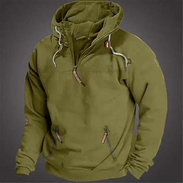 Hooded Solid Color Men's Casual Sweatshirt Thickened Coat - Amazitshop