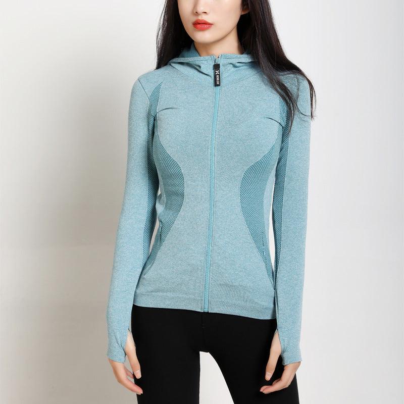 Hooded sports jacket women running yoga wear - Amazitshop
